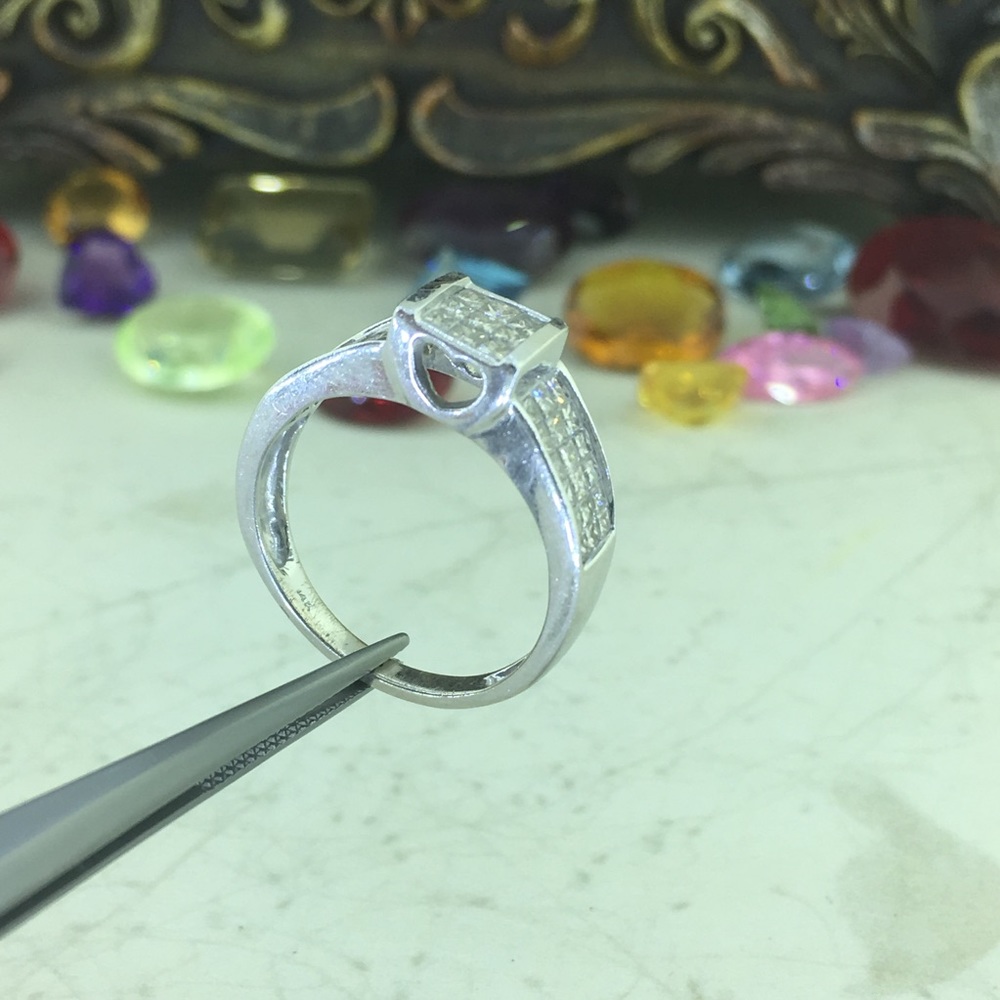 ❤️ 1.0CT Princess Cut diamond 14k Ring - Picture 4 of 8